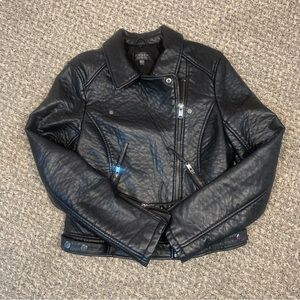 Topshop Faux Vegan Leather Biker Moto Zipper Jacket
